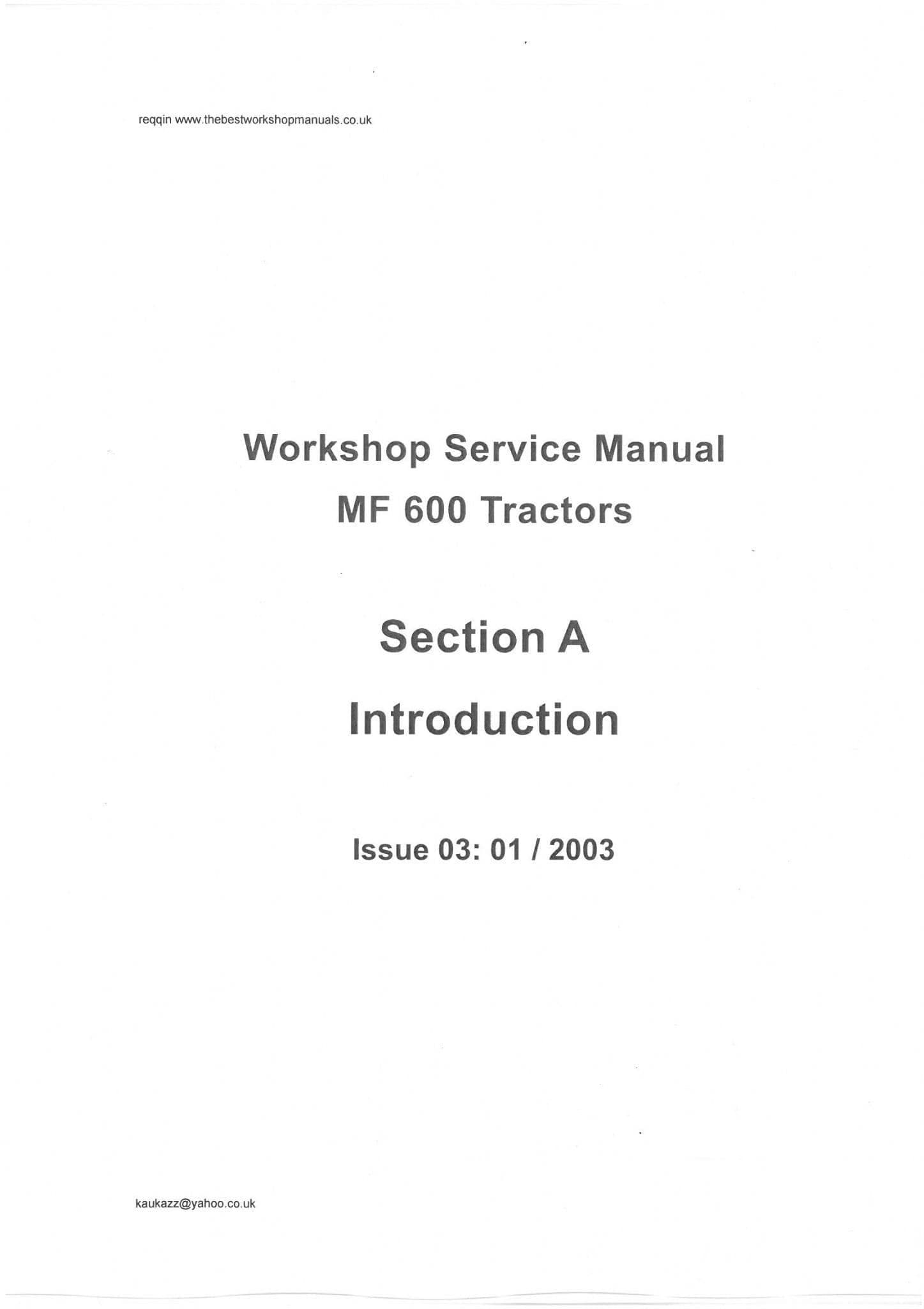 Massey Ferguson Tractor 630 650 660 680 Service Workshop Manual