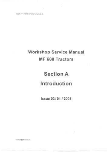 Massey Ferguson Tractor 630 650 660 680 Service Workshop Manual