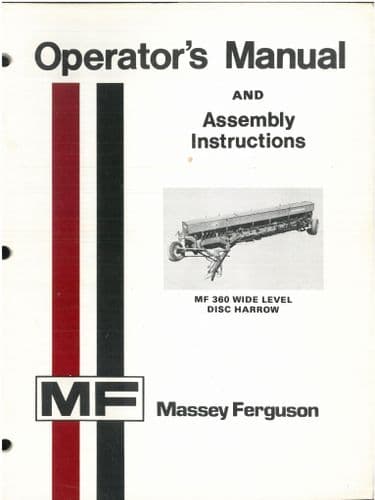 Massey Ferguson Wide Level Disc Harrow MF360 Operators Manual