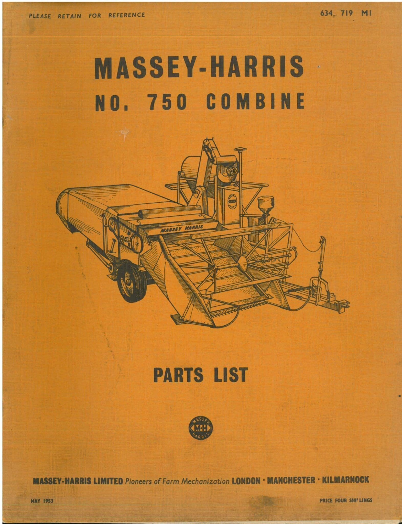 Massey Harris Combine No.750 Parts Manual