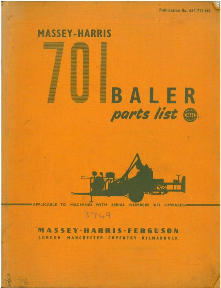 Massey Harris Ferguson 701 Baler Parts Manual