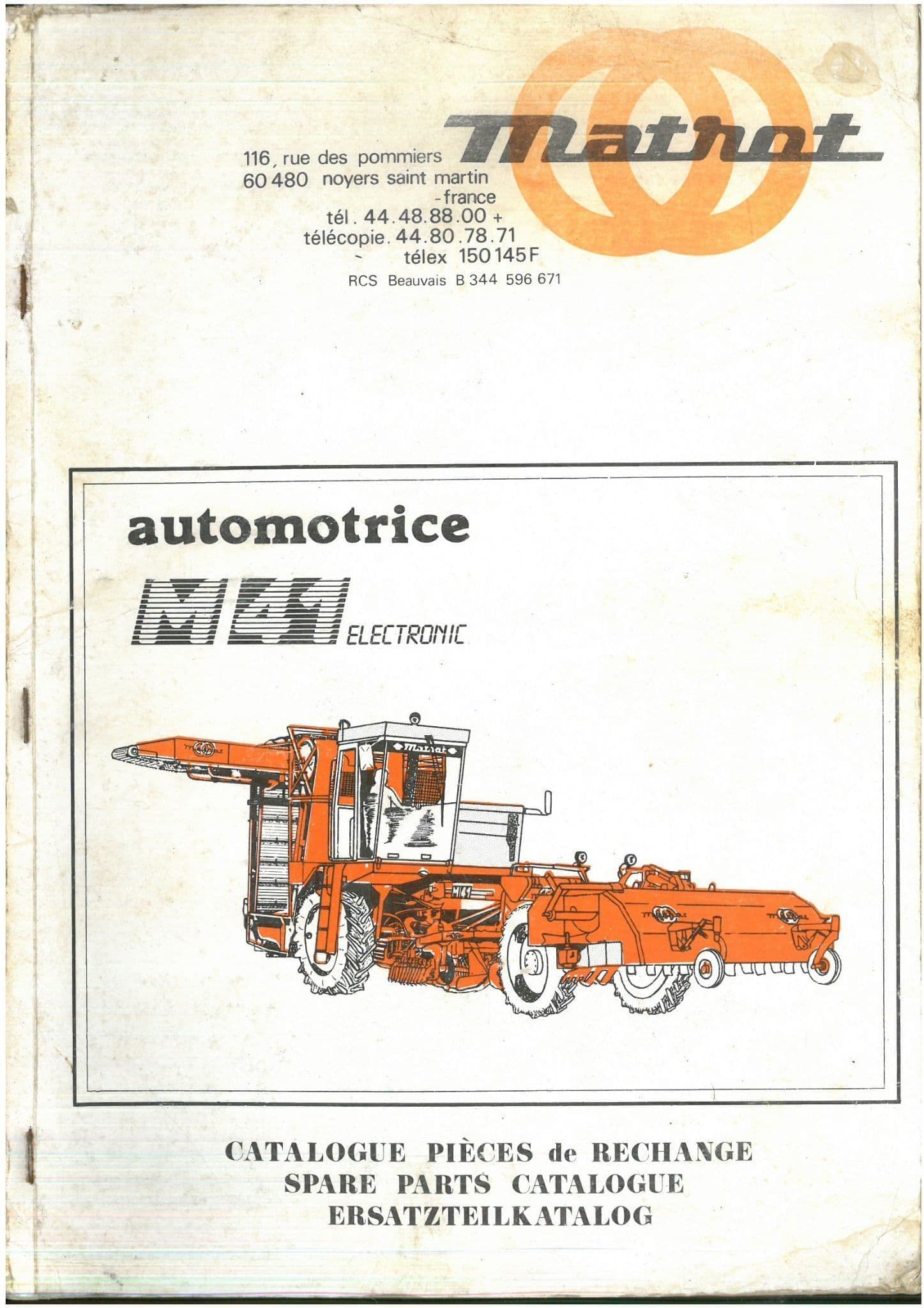 Matrot Sugar Beet Harvester M41 Parts Manual