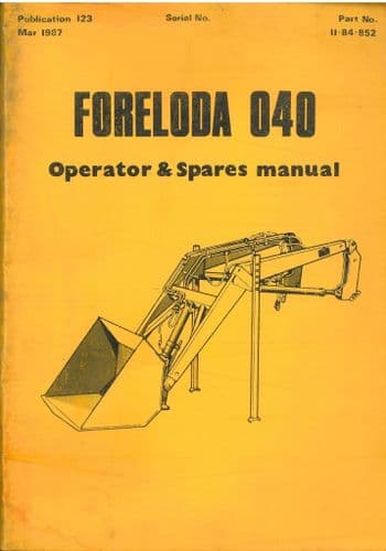 McConnel Loader Foreloda 040 Operators Manual with Parts List