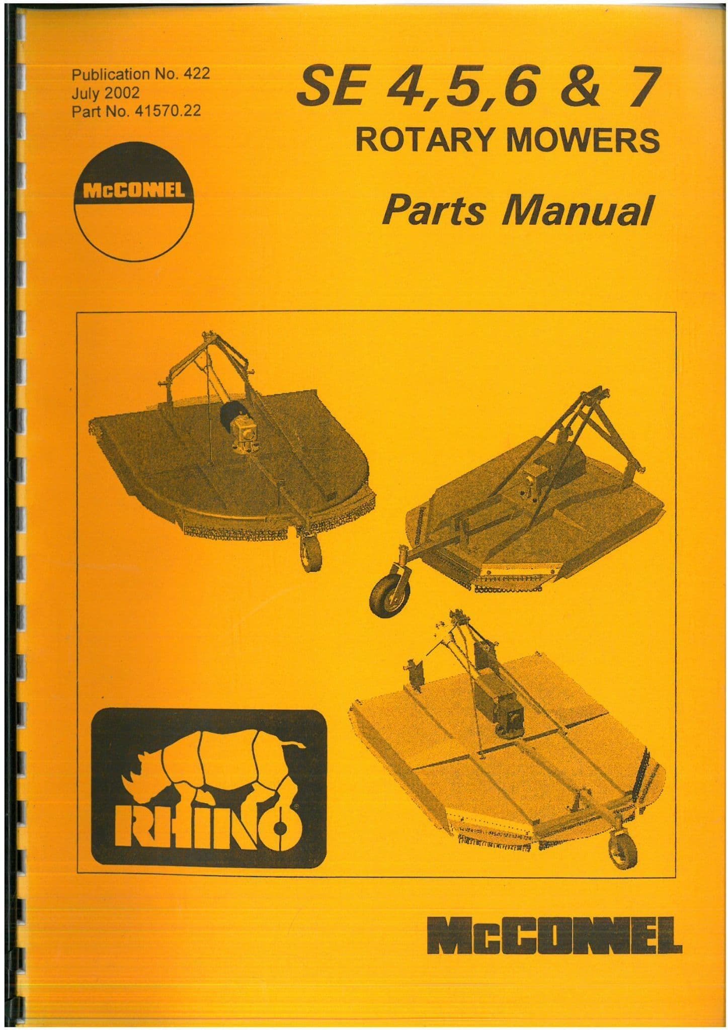 McConnel Rhino Rotary Mowers SE 4 5 6 7 Parts Manual