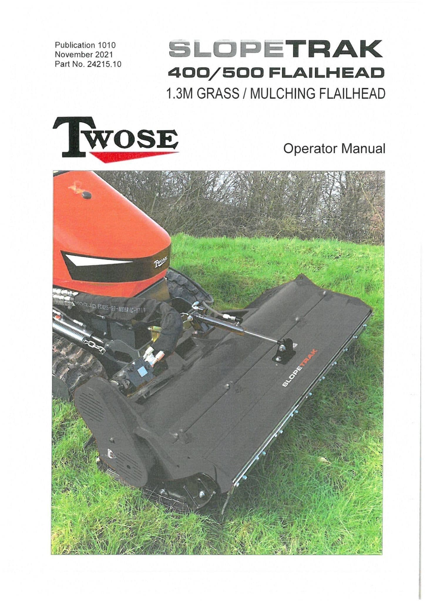 Mcconnel Twose Grass Mulching Flailhead 1.3m Slopetrak 400 & 500 Operators Manual