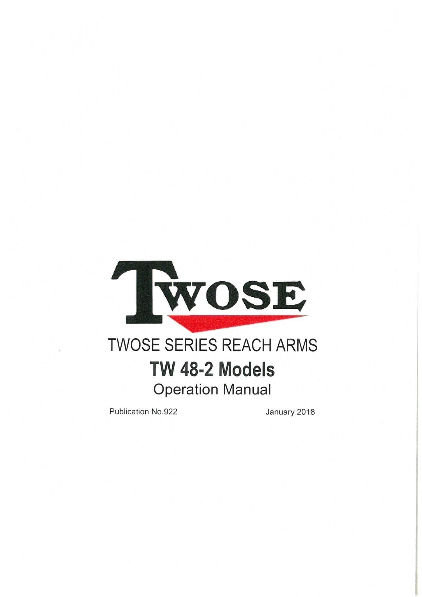 McConnel Twose Series Reach Arms TW48-2 Operators Manual