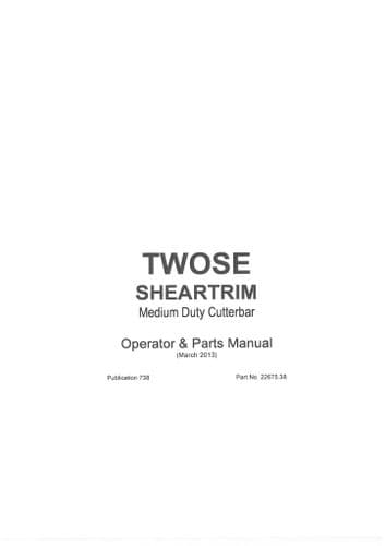 Trim Operator Mcconnel Twose Sheartrim Medium Duty Cutterbar Operators and Parts Manual