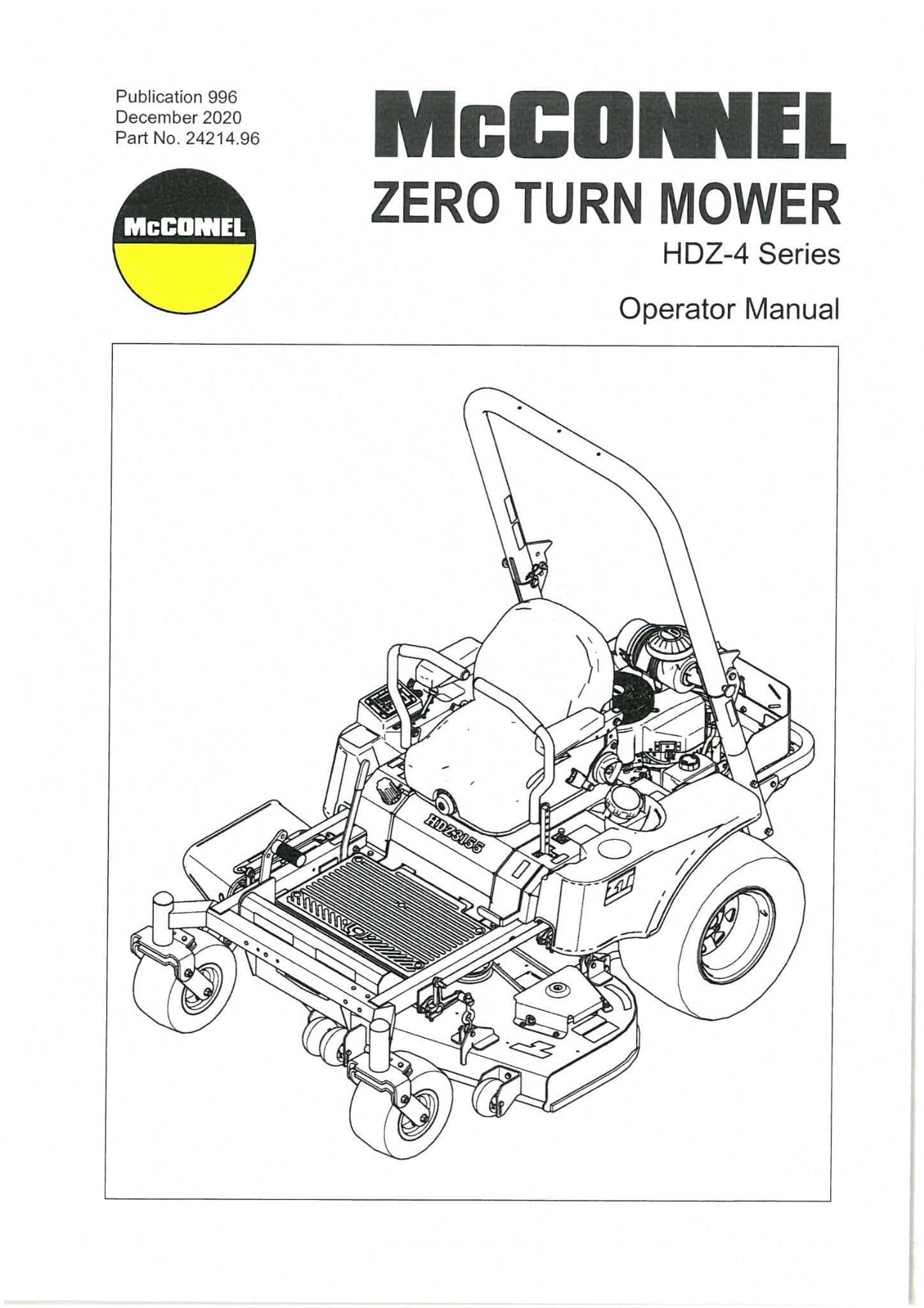 Mcconnel Zero Turn Mower HDZ-4 Series Operators Manual