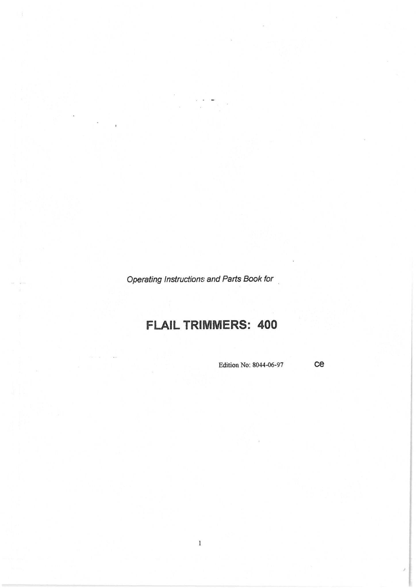 Mcconnell Twose Flail Trimmers 400 Operators Manual and Spare Parts List