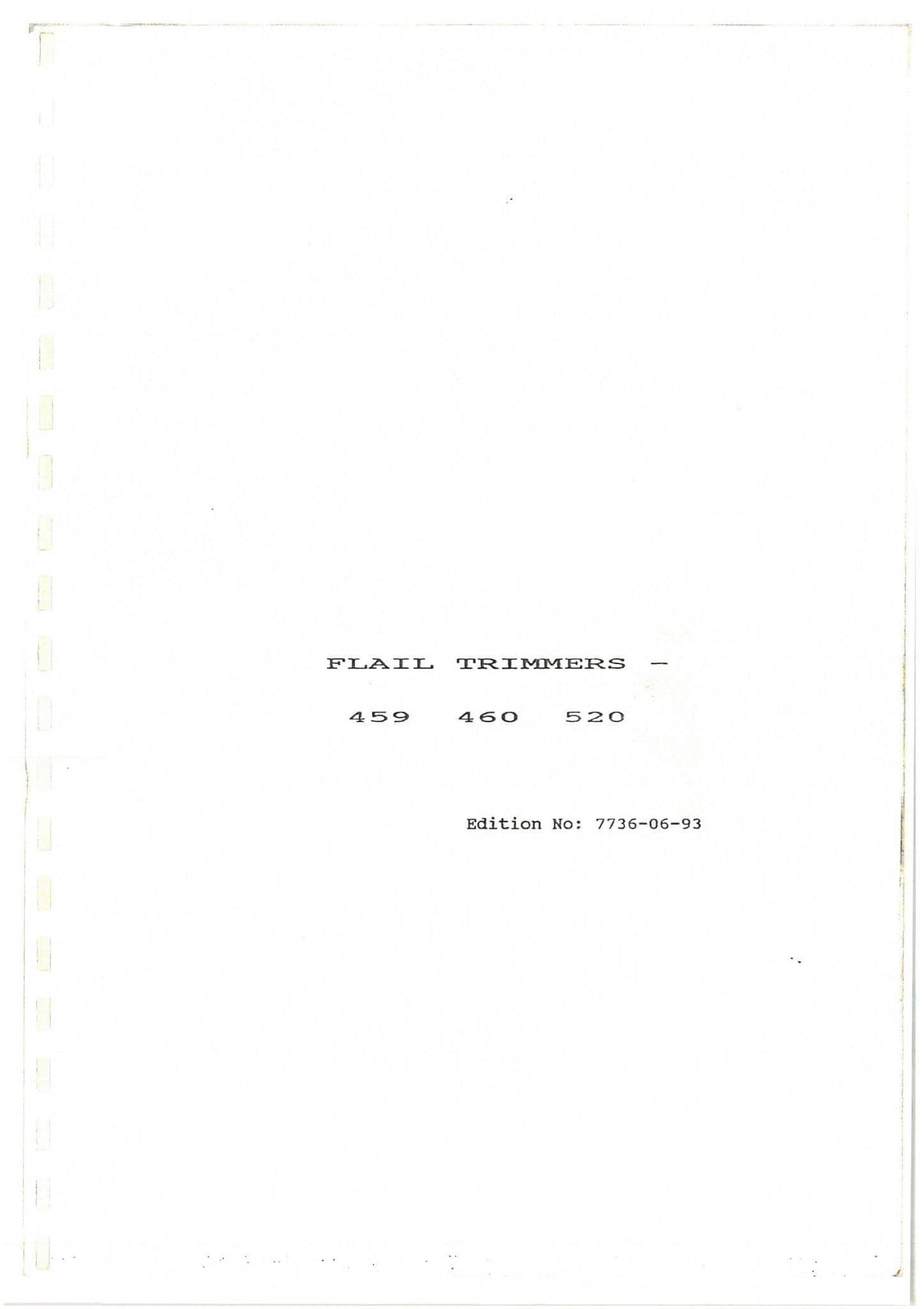 Mcconnell Twose Flail Trimmers 459 460 520 Operators Manual and Spare Parts List