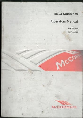 McCormick Combine M303 Operators Manual