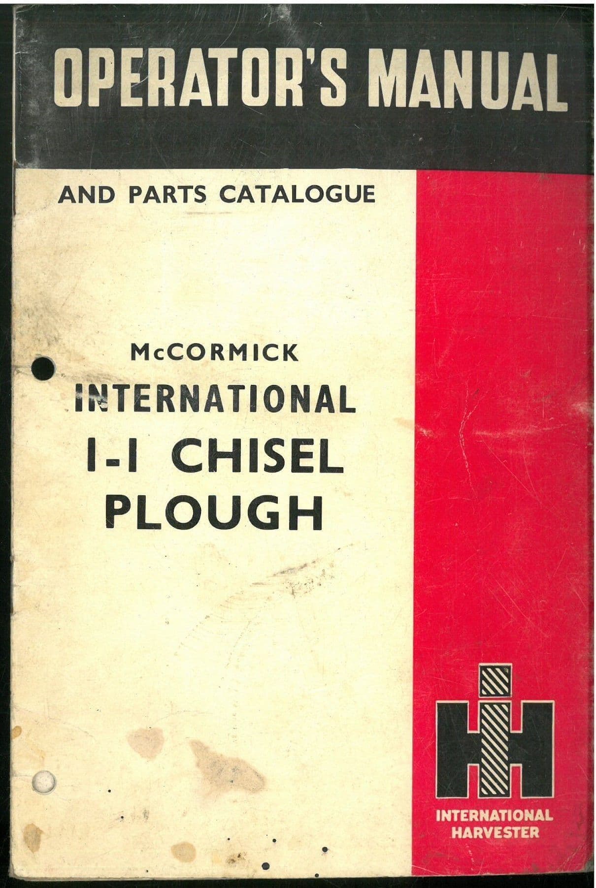 McCormick International 1-1  Chisel Plough Operators Manual And Parts List