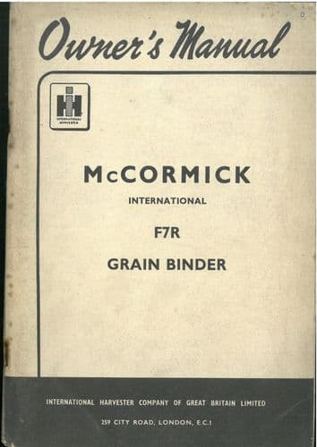 McCormick International F7R Grain Binder Operators Manual