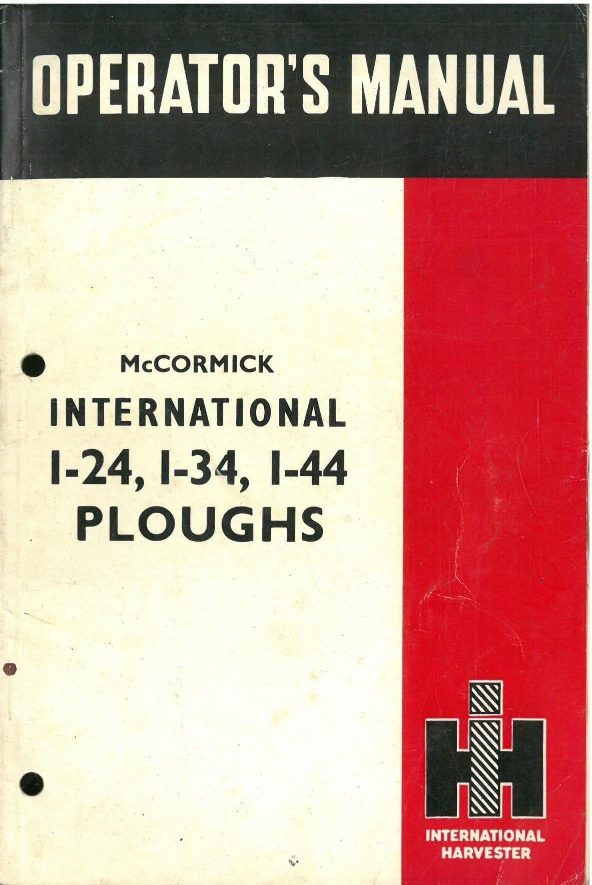 McCormick International Plough 1-24, 1-34, 1-44 Operators Manual
