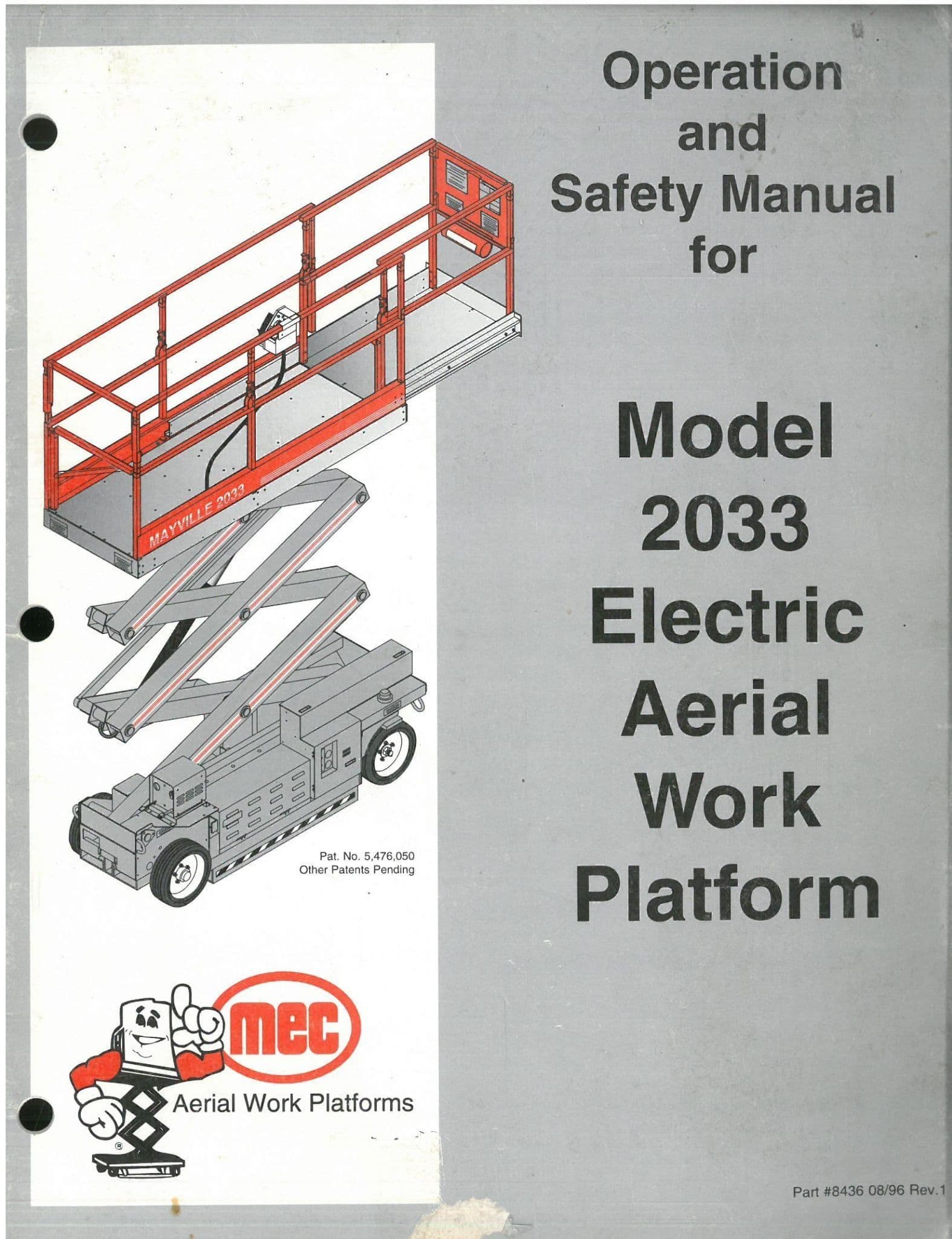 MEC Aerial Work Platform Cherry Picker 2033 Electric Operators Manual