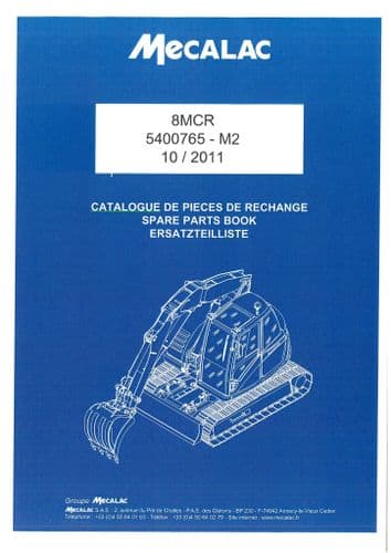 Mecalac Crawler Skid Excavator 8MCR Parts Manual 8 MCR