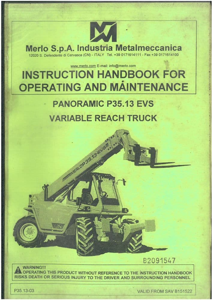 Merlo Telescopic Handler Variable Reach Truck Panoramic P35 13 EVS ...