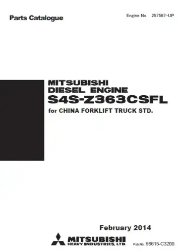 Mitsubishi Diesel Engine S4S-Z363CSFL Parts Manual
