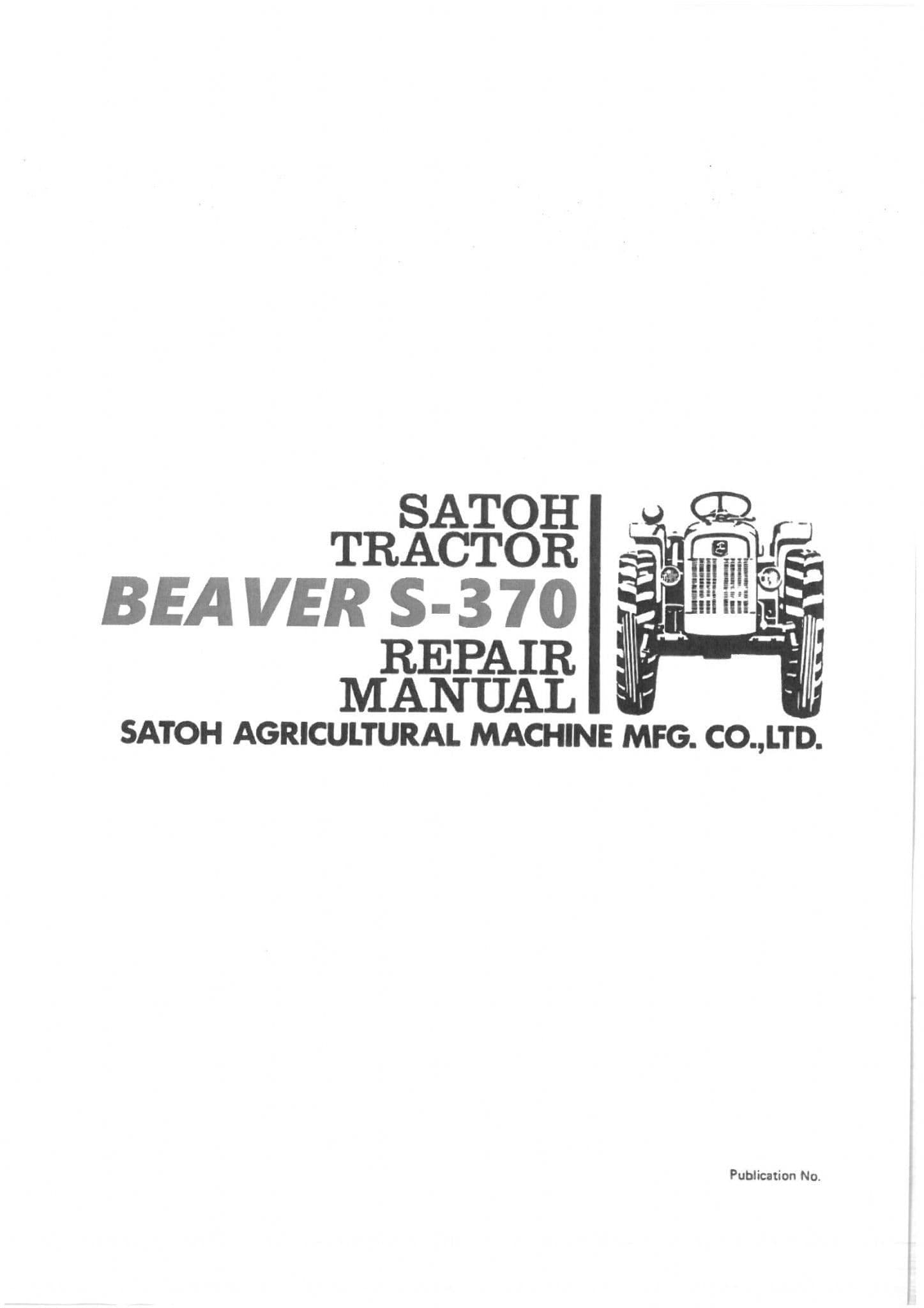 Mitsubishi Satoh Tractor Beaver S-370 Workshop Service Manual
