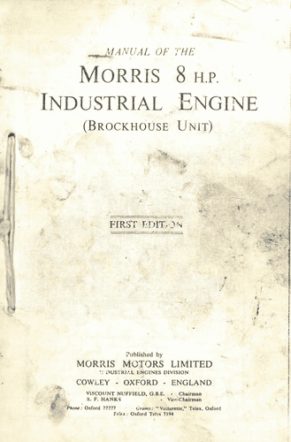 Morris Industrial Engine 8HP Operators Manual
