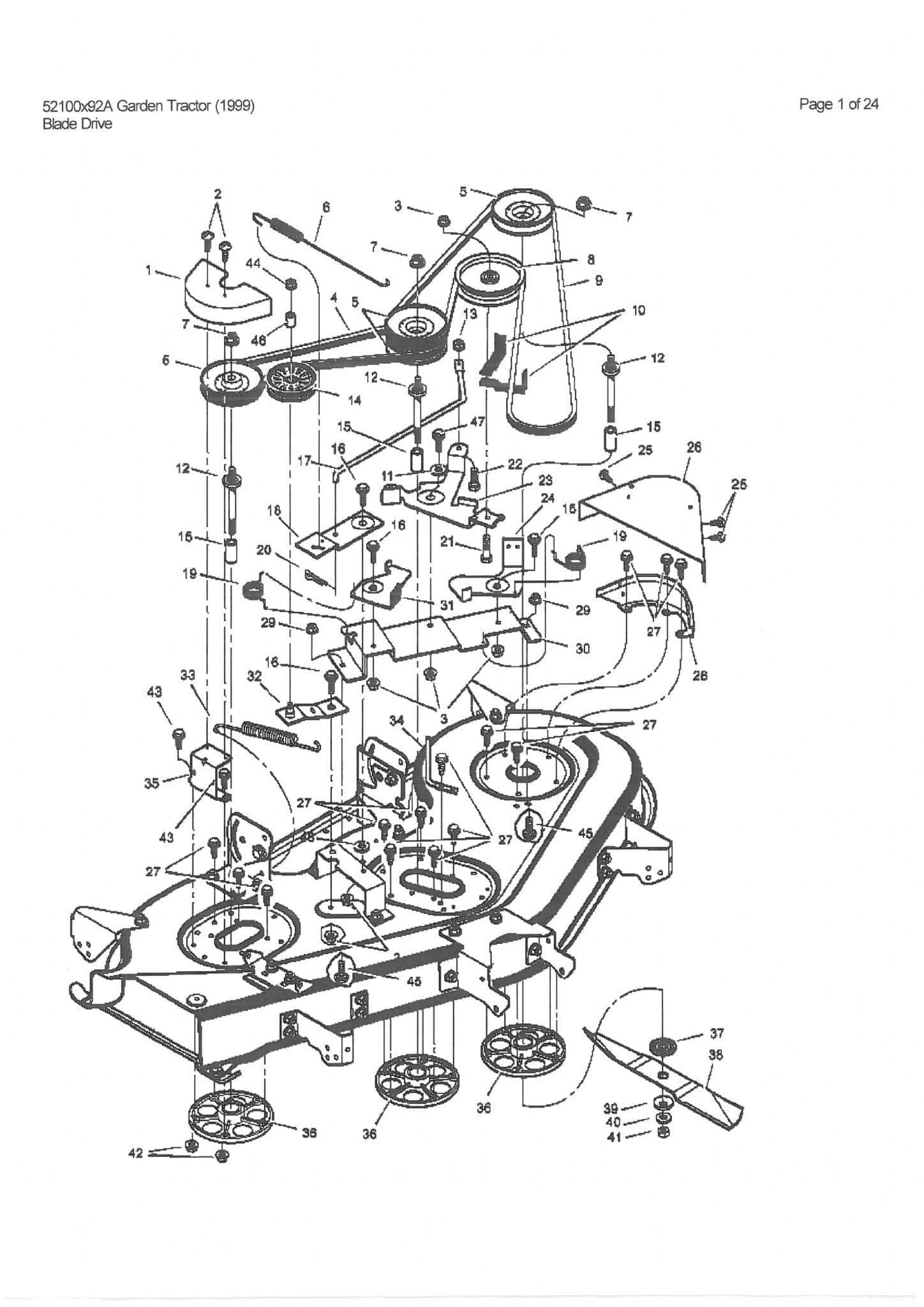 Murray Garden Tractor Blade Drive -  52100X92a (1999) Parts Manual
