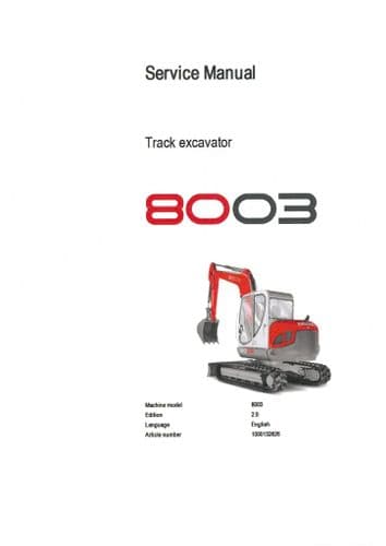 Neuson Excavator 8003 Workshop Service Manual