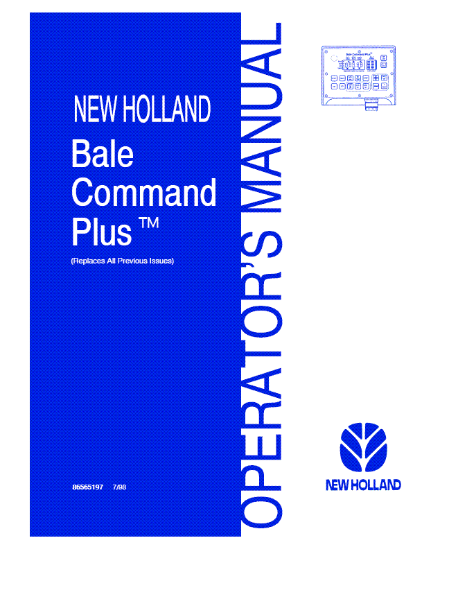 New Holland Bale Command Plus Operators Manual - For 644 654 664 5950 5980 648 658 678 Round Balers