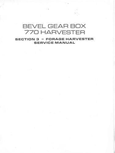New Holland Bevel Gearbox for 770 Forage Harvester - Service Manual