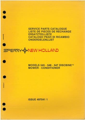 New Holland Discbine Mower Conditioner 545 546 547 Parts Manual