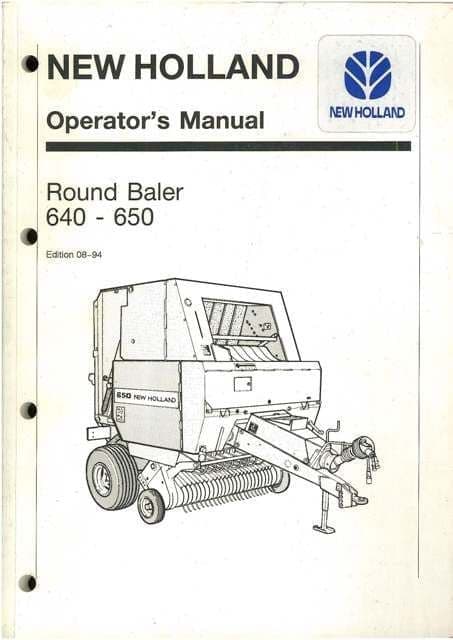 New Holland Round Baler 640 & 650 Operators Manual - Same as Fiatagri 5850 Master-Pilot Net and