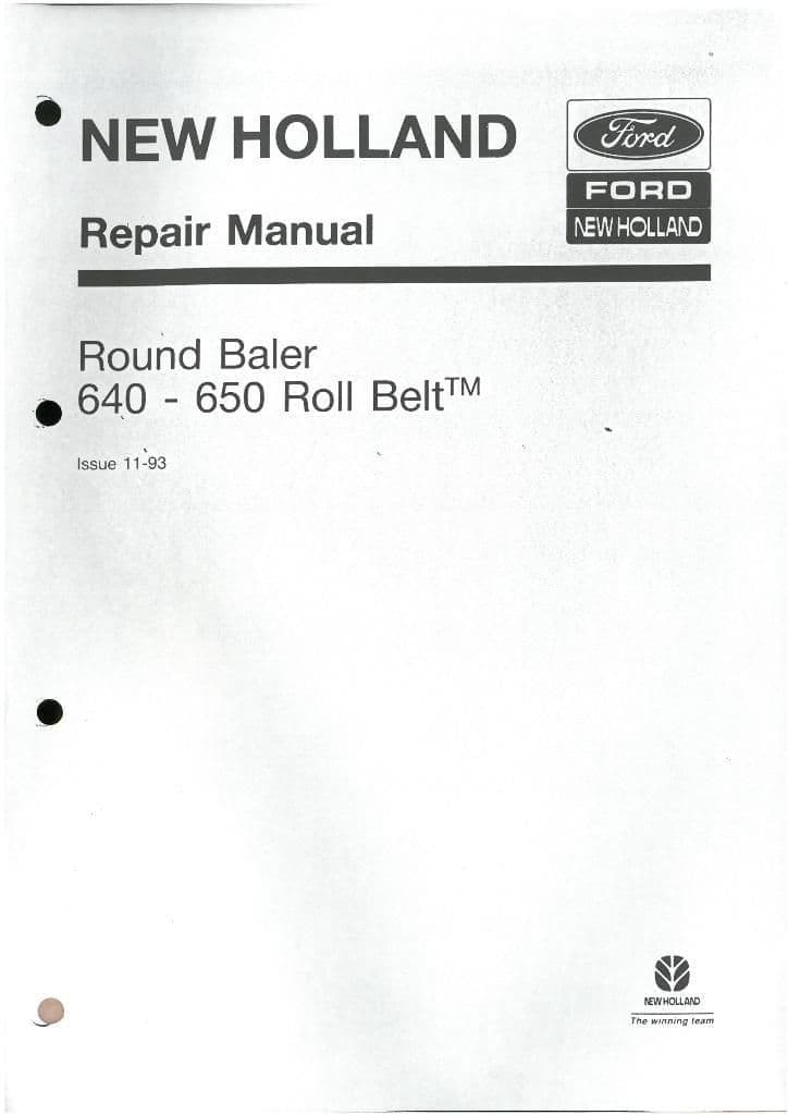 New Holland Round Baler 640 & 650 Workshop Manual - Same as Fiatagri 5850 Master-Pilot Net and Twine