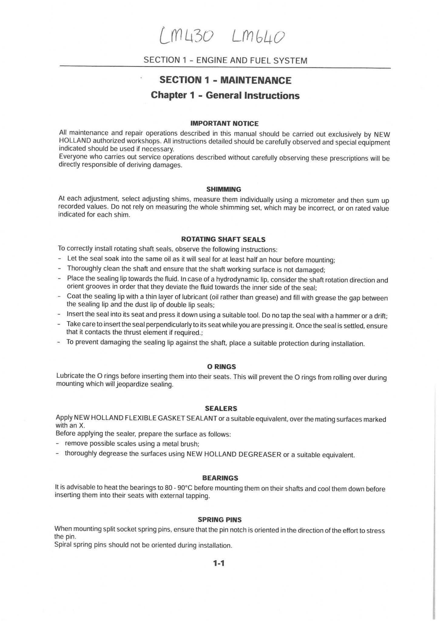 New Holland Telescopic Handler LM430 LM640  Workshop Service Repair Manual