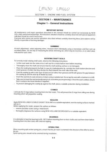 New Holland Telescopic Handler LM430 LM640  Workshop Service Repair Manual
