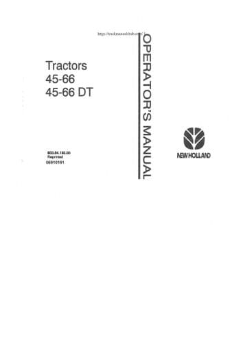 New Holland Tractor 45-66 & 45-66DT Operators Manual