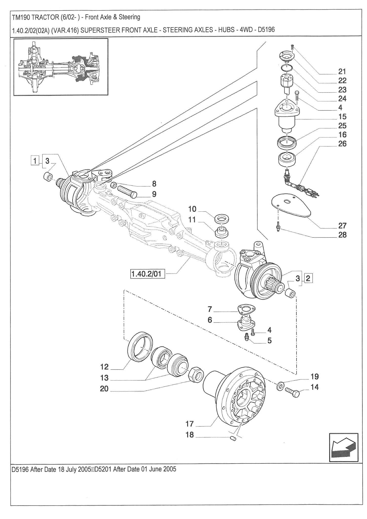 New Holland Tractor TM190 Parts Manual