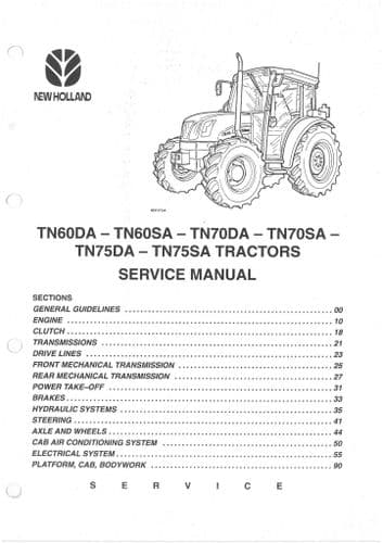 New Holland Tractor TN60DA TN60SA TN70DA TN70SA TN75DA TN75SA Service Workshop Repair Manual