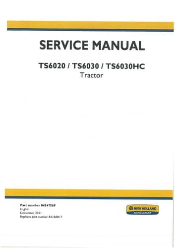 New Holland Tractor TS6020 TS6030 TS6030HC Workshop Service Manual