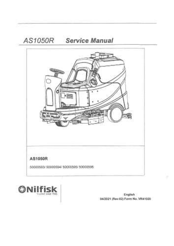 Nilfisk Ride on Floor Scrubbing Machine AS1050R Workshop Service Manual