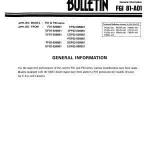 Nissan Forklift F01 F02 Workshop Service Manual