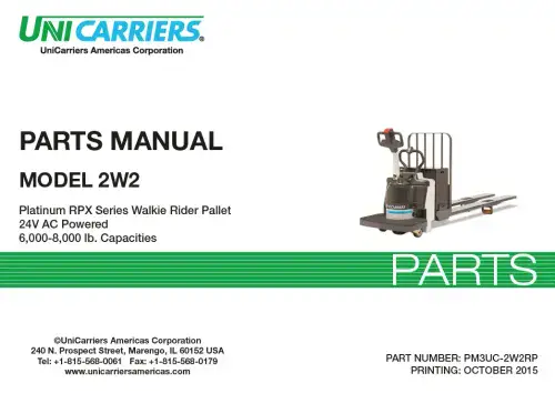 Nissan Forklift/ Pallet Truck 2W2 Parts Manual