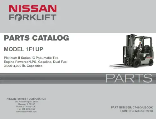 Nissan/Unicarrier  Forklift/ Pallet Truck 1F1UP Parts Manual
