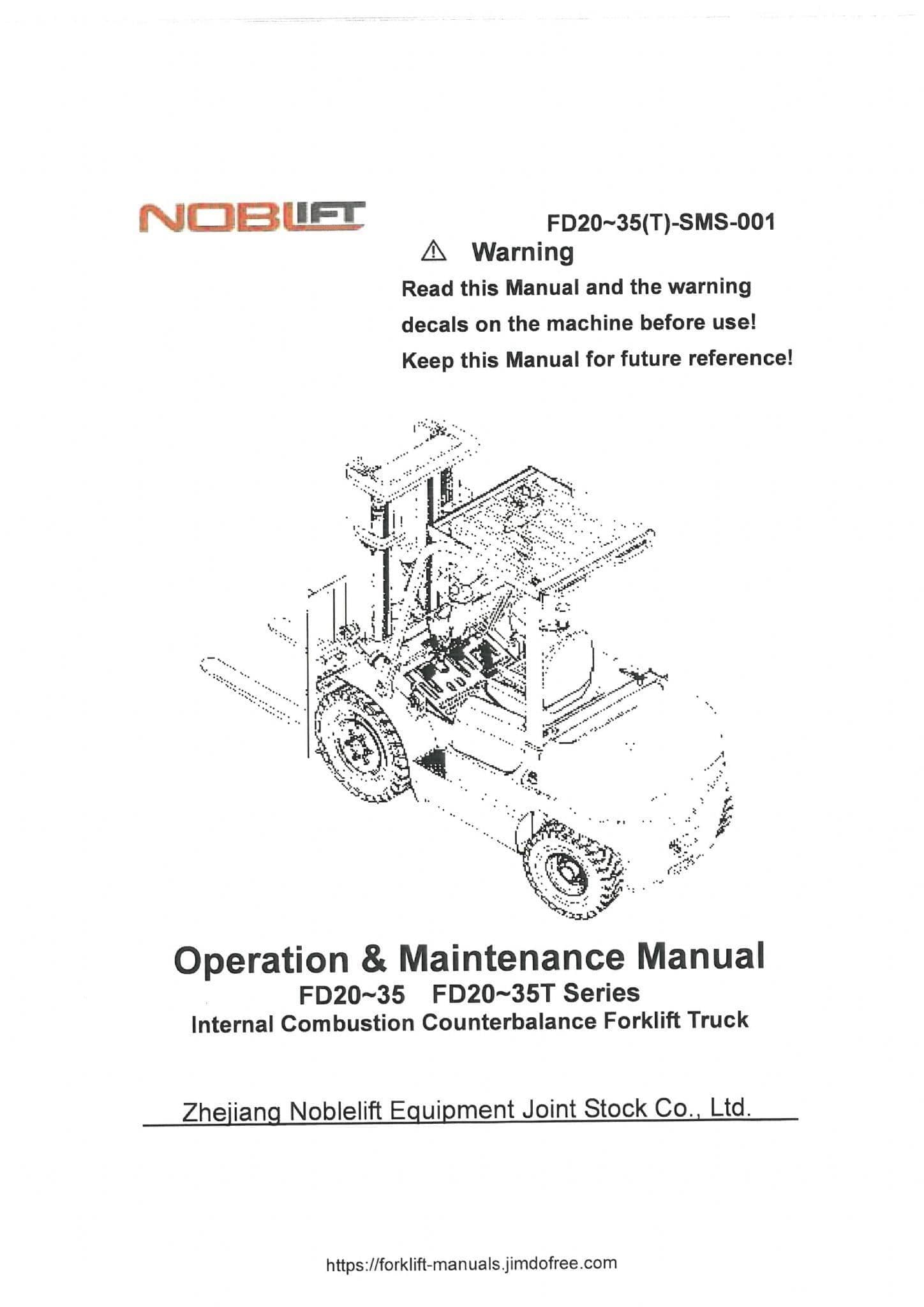 Noblelift Forklift Truck FD2035 Operators Manual