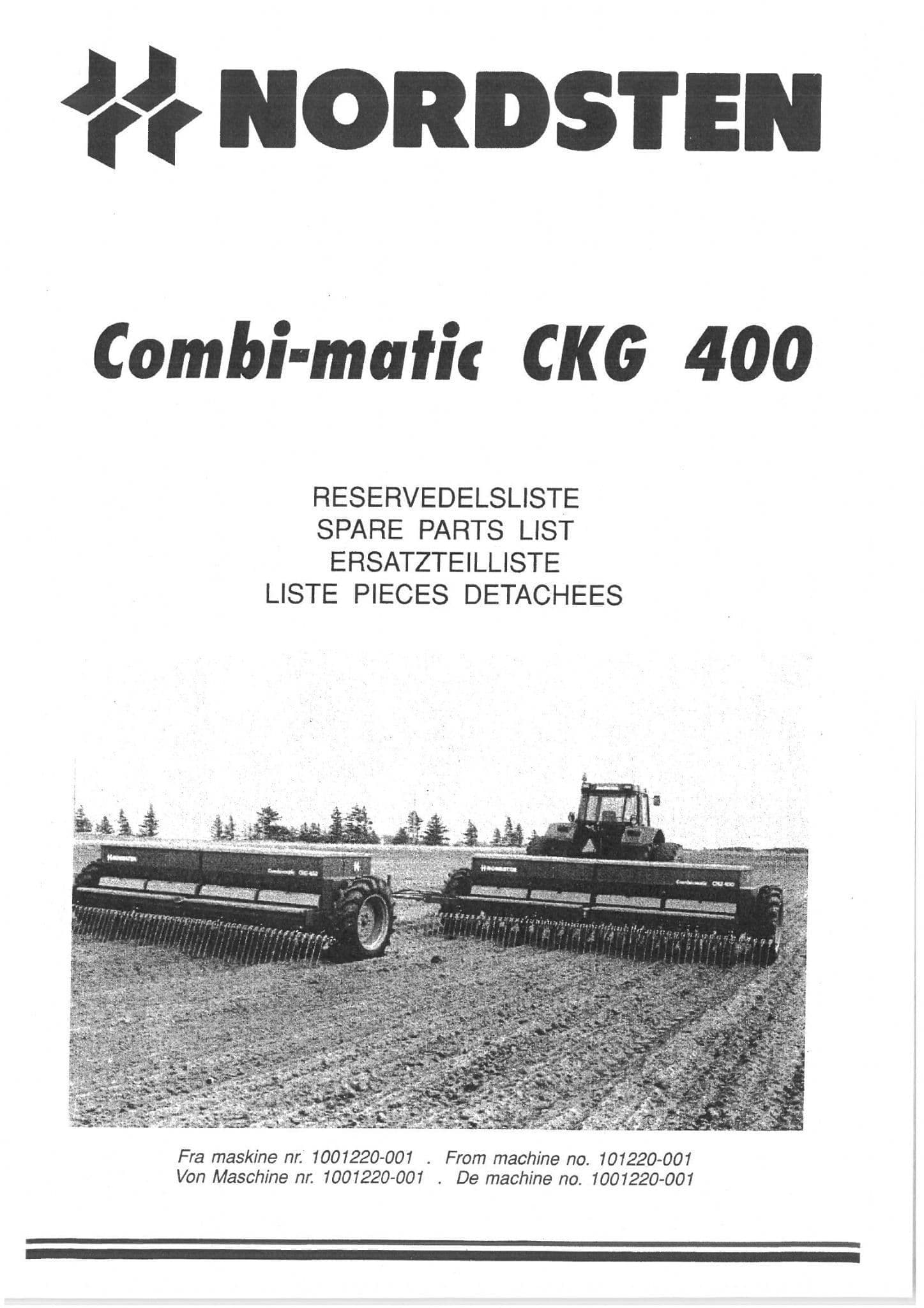 Nordsten Combi Matic Seed Drill CKG400 Parts Manual
