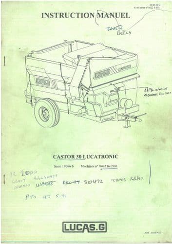 Parmiter Lucas Castor 30 Bedder Operators Manual
