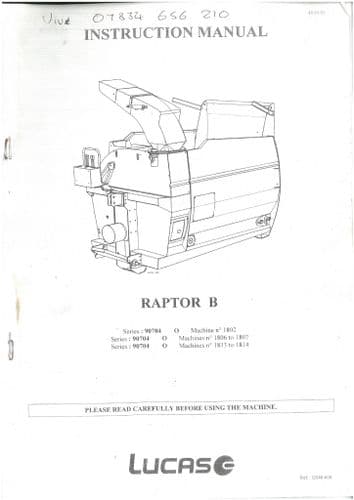 Parmiter Lucas G Raptor B Bedder Operators Manual
