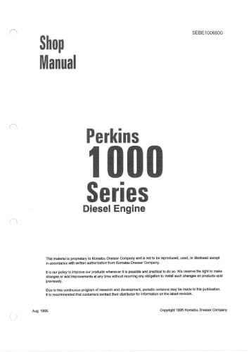 Perkins Diesel Engine Phaser 160T Phaser 110T 1004-4T 1006-6 Workshop Service Manual