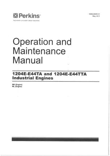 Perkins Industrial Engine 1204E-E44TA & 1204E-E44TTA Operators Manual MK ML