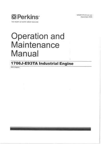 Perkins Industrial Engine 1706-E93TA Operators Manual NGK