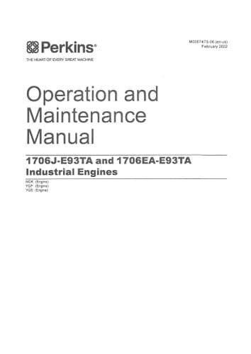 Perkins Industrial Engine 1706J-E93TA & 1706EA-E93TA Operators Manual