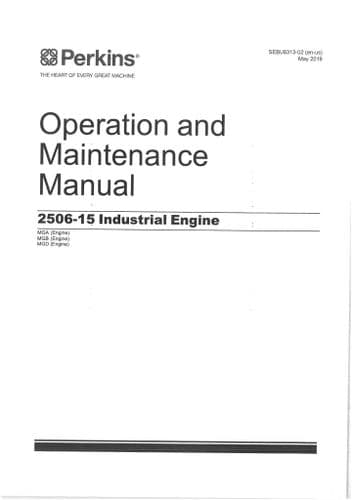 Perkins Industrial Engine 2506-15 Operators Manual MGA MGB MGD